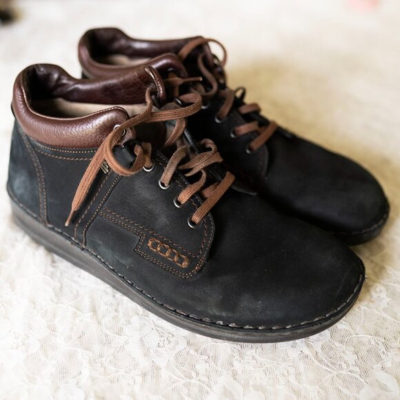 FINN COMFORT LINZ BROWN BLACK NUBUK LEATHER SHOES Boots Sz 44 $425 US sz 10.5-11 - Picture 1 of 8